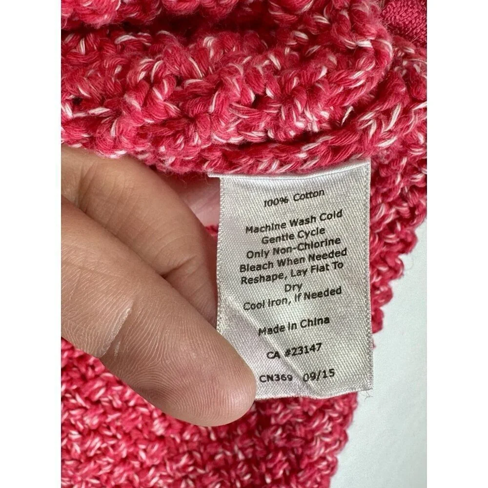 Talbots Textured Sweater Size 2XP Petite Pink Zipper Hem Chunky Knit Pullover